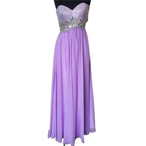 Lilac pastel purple strapless prom dress evening